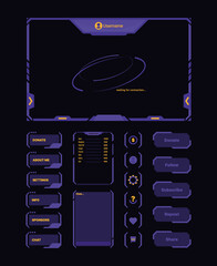 Canvas Print - stream ui templates. futuristic designs frames and symbols for broadcasting web show stream games ga
