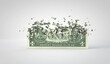 © ink drop - One dollar bill breaking into pieces. Inflation and recession concept. 3D Rendering