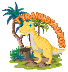 Wall Mural - Little cute tyrannosaurus dinosaur cartoon character