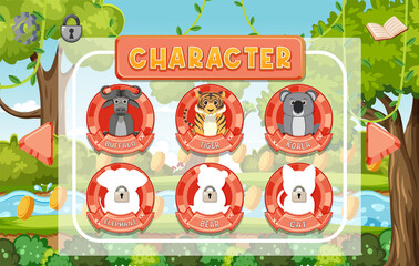 Wall Mural - Wild animals game character