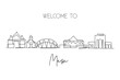 One continuous line drawing of Mesa city skyline, Arizona. World beautiful landscape tourism and travel vacation for wall decor print. Stylish single line draw graphic design vector illustration