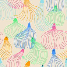 Meditative Seamless Pattern With Jellyfish