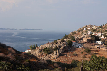 Sticker - view for the ocean rom the top of the mountain in Hydra Greece 