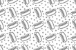 Hot dog seamless pattern on white background