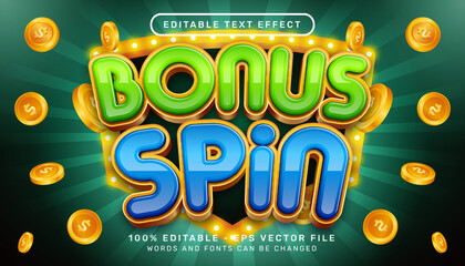 Wall Mural - Editable text effect, bonus spin casino 3d style concept	