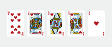 Royal Flush Hearts Five Card Poker Hand Playing Cards Deck