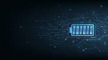Electrical Energy Concept.Battery Cells Symbols On Dark Blue Background.Energy Efficiency, Vector Illustration.