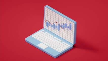 Wall Mural - Bar graph with growth trend, 3d rendering.