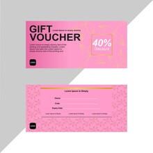 A Gift Voucher Template For Discounts. The Pink Card Theme And Floral Outline Background Will Add A Cherry Blossom-like Feel