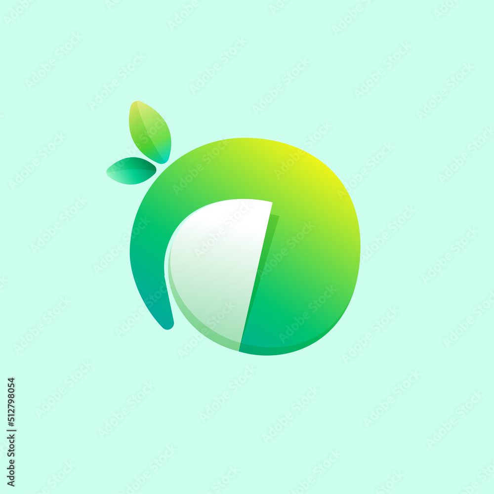 Number zero eco logo with curled corner and green leaves. Negative ...