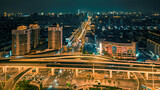 Fototapeta Miasto - Night view of Jilin Road overpass in Changchun, China