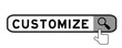 © bankrx - Search banner in word customize with hand over magnifier icon on white background