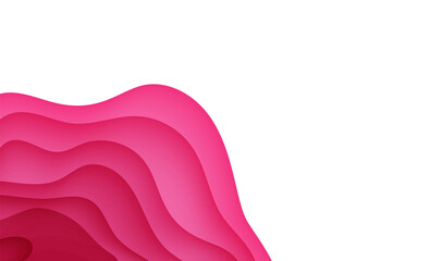 Wall Mural - paper cut background with waves and hole. pink 3d abstract backdrop with smooth wavy layers. women's