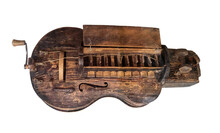 Antique Wooden Hurdy-gurdy Cutout On White