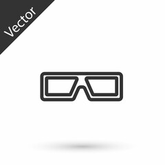 Wall Mural - Grey line 3D cinema glasses icon isolated on white background. Vector