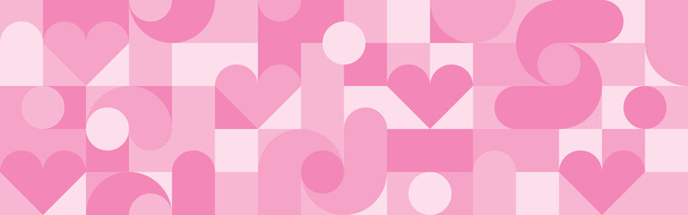 Wall Mural - seamless pink background for mother's day card template. trendy geometric shapes with circles, squar