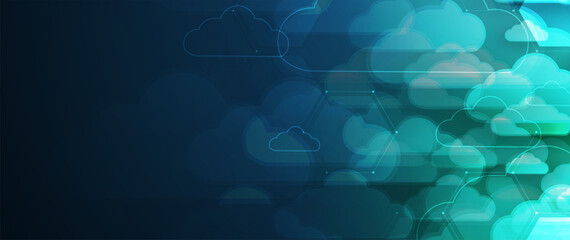 Cloud technology. Integrated digital web concept background