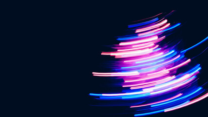 Light lines of blue and red colors on a black background