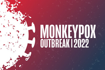 Monkeypox outbreak. 2022. Template for background, banner, poster with text inscription. Vector EPS10 illustration.