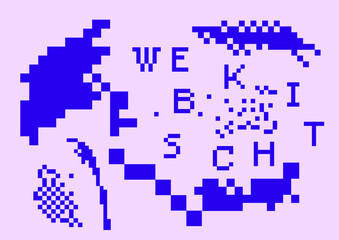 Aufkleber - Pixel art illustration of a glitchy computer screen. Abstract geometric retro background.