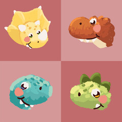 Sticker - set of cute dinosaurs