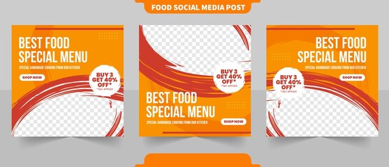 culinary food menu or restaurant promotion menu for social media carousel square post with editable 