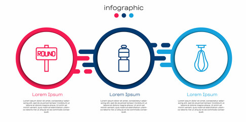 Wall Mural - Set line Boxing ring board, Fitness shaker and Punching bag. Business infographic template. Vector