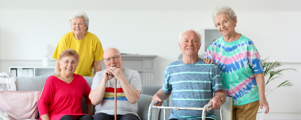 Poster - Happy senior people in nursing home