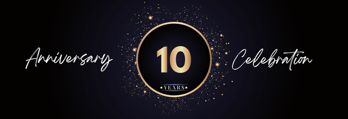 10th years anniversary celebration for brochure, banner, happy birthday, wedding, greetings, ceremony, graduation, invitation card. 10 Year Anniversary Template Design Vector.