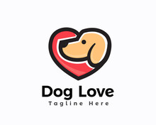 Dog Love Heart Dog Head Logo Icon Symbol Template Illustration Inspiration