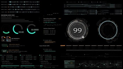 Poster - Futuristic hi-tech user interface head up display elements with digital data information display for background computer desktop screen