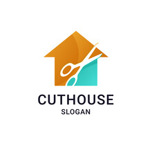 Gradient Logo, House Building And Scissors