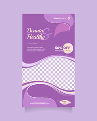 Wall Mural - beauty care center social media story and banner template. modern poster promotion design to promote