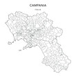 Vector Map of the Geopolitical Subdivisions of the Region of Campania with Provinces and Municipalities (Comuni) as of 2022 - Italy