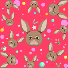 Poster - Cute rabbit seamless pattern