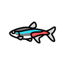 Tetras Aquarium Fish Color Icon Vector. Tetras Aquarium Fish Sign. Isolated Symbol Illustration
