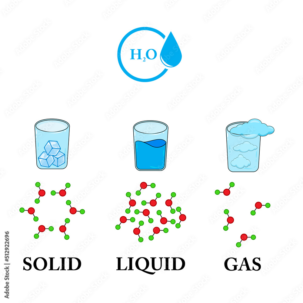 Water Overview Diagram showing different states of matter- water Stock Vector | Adobe ...