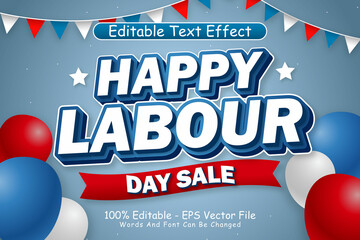 Wall Mural - Happy Labour Day Sale Editable Text Effect 3 Dimension Emboss Modern Style