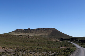 Clear line caused by dividing fence showing the effect of overgrazing on farmland: Carnarvon area South Africa