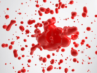 Poster - splashes of red paint are merged in a drop