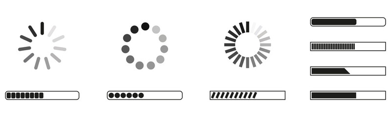 Install download bar icons. For your site. Download status on white background. Vector illustration