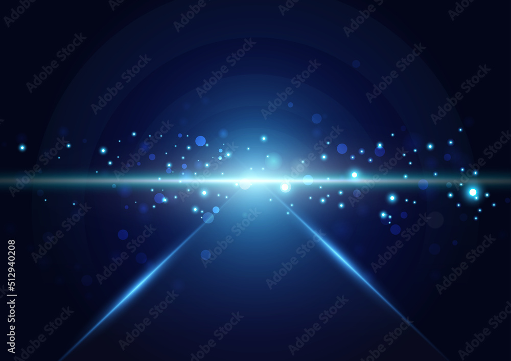 Abstract technology blue light rays with dots and sparks effect vector ...