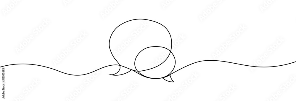hand drawn illustration of speech communication with one line. Line art ...