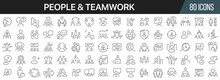People And Teamwork Line Icons Collection. Big UI Icon Set In A Flat Design. Thin Outline Icons Pack. Vector Illustration EPS10