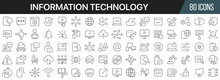 Information Technology Line Icons Collection. Big UI Icon Set In A Flat Design. Thin Outline Icons Pack. Vector Illustration EPS10