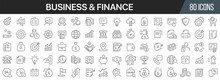 Finance And Business Line Icons Collection. Big UI Icon Set In A Flat Design. Thin Outline Icons Pack. Vector Illustration EPS10