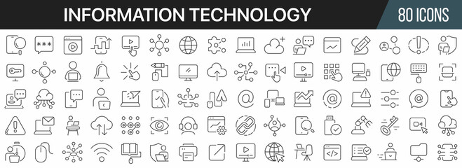 information technology line icons collection. big ui icon set in a flat design. thin outline icons p