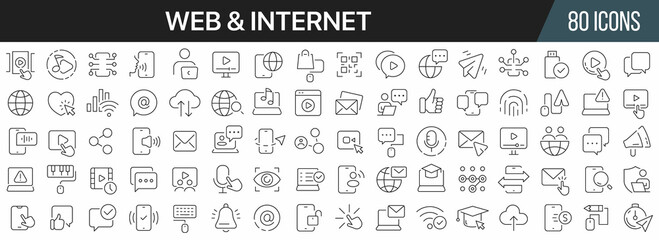 Aufkleber - Web and internet line icons collection. Big UI icon set in a flat design. Thin outline icons pack. Vector illustration EPS10