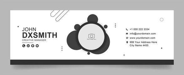 Wall Mural - Business email signature with an author photo place modern and minimal layout, white and black background design