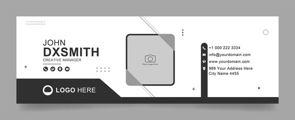 Wall Mural - email signature with an author photo place modern and minimal layout, white and black background design